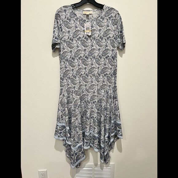 Paisley Striped Handkerchief-Hem Dress M - Picture 5 of 8